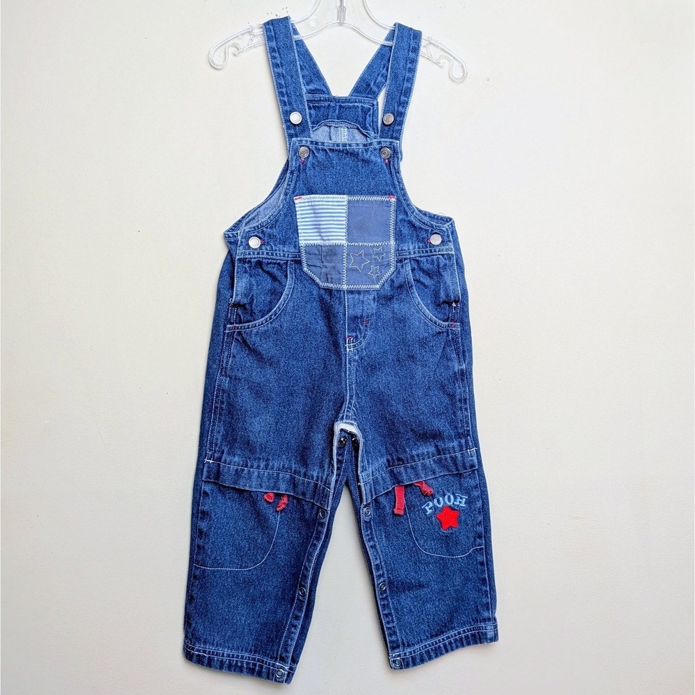 Pooh 100 Acre Collection Vintage Denim Overalls 2000 Y2K Toddler Size 3T